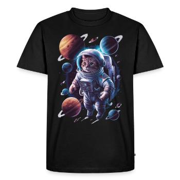 Exploration d’aventure des chats de l’espace - T-shirt Premium bio Homme - noir - Devant - Nico (187cm)