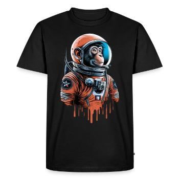 Space monkey explores the universe - Men's Premium Organic T-Shirt - black - Front - Nico (187cm)