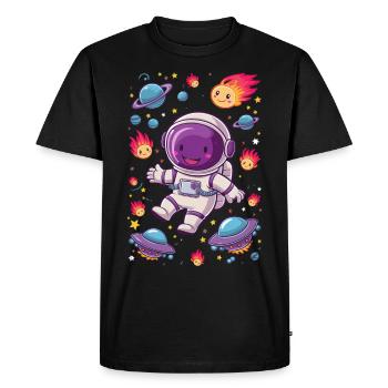 Aventure spatiale avec un astronaute drôle - T-shirt Premium bio Homme - noir - Devant - Nico (187cm)