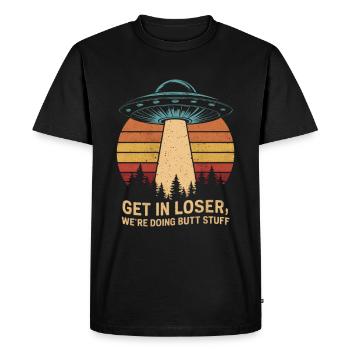 Explore Space - Pack The Stuff, We - Men's Premium Organic T-Shirt - black - Front - Nico (187cm)