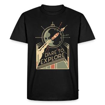Dare to explore into the unknown - Men's Premium Organic T-Shirt - black - Front - Nico (187cm)