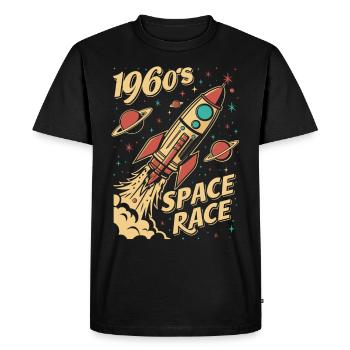 1960s Space Race Rocket - Men's Premium Organic T-Shirt - black - Front - Nico (187cm)
