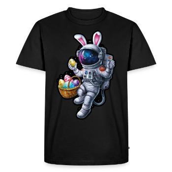 Aventure du lapin de Pâques et des œufs de Pâques dans l’espace - T-shirt Premium bio Homme - noir - Devant - Nico (187cm)