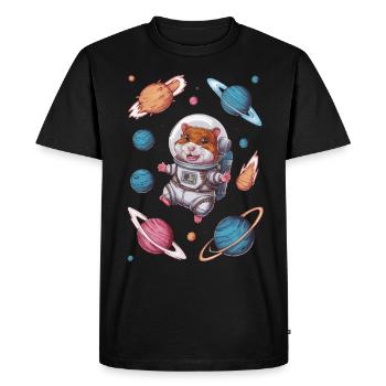 Hamsters de l’espace sous les étoiles - T-shirt Premium bio Homme - noir - Devant - Nico (187cm)