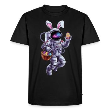 Lapin de Pâques astronaute dans l’aventure spatiale - T-shirt Premium bio Homme - noir - Devant - Nico (187cm)