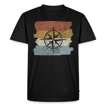Retro style compass navigation tool - Men's Premium Organic T-Shirt - black - Front - Nico (187cm)