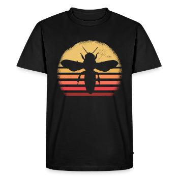 Hobby beekeeper retro sunset design - Men's Premium Organic T-Shirt - black - Front - Nico (187cm)