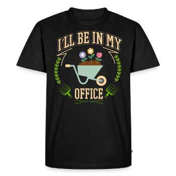 Je serai dans mon bureau le jardin travaille avec des fleurs - T-shirt Premium bio Homme - noir - Devant - Nico (187cm)