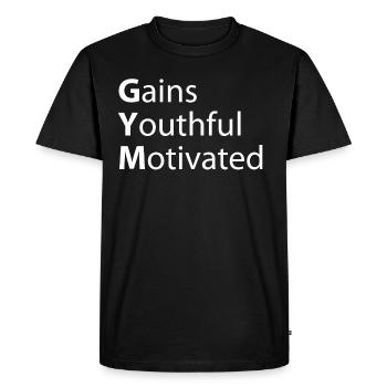 Gym gains youth motivation - Men's Premium Organic T-Shirt - black - Front - Nico (187cm)