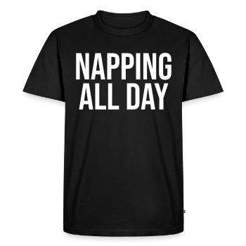 Take a nap all day - Men's Premium Organic T-Shirt - black - Front - Nico (187cm)