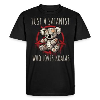Just A Satanist Who Loves Koalas Heavy Metal Fun - Men's Premium Organic T-Shirt - black - Front - Nico (187cm)