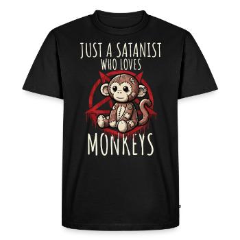 Juste un sataniste qui aime les singes Heavy Metal Fun - T-shirt Premium bio Homme - noir - Devant - Nico (187cm)