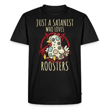 Juste un sataniste qui aime les coqs Heavy Metal Fun - T-shirt Premium bio Homme - noir - Devant - Nico (187cm)