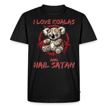 I Love Koalas And Hail Satan Gothic Metal Fun - Men's Premium Organic T-Shirt - black - Front - Nico (187cm)