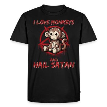 J’aime les singes et je salue Satan Heavy Metal Gothique - T-shirt Premium bio Homme - noir - Devant - Nico (187cm)
