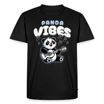 Panda Vibes Funny Music Loving Panda Design - Men's Premium Organic T-Shirt - black - Front - Nico (187cm)
