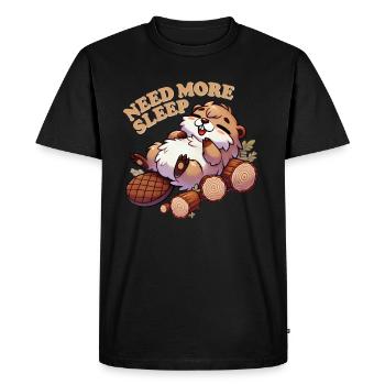 Need More Sleep Funny Beaver Animal Humor - Men's Premium Organic T-Shirt - black - Front - Nico (187cm)