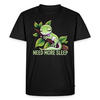 Need More Sleep Funny Gecko Reptile Humor - Men's Premium Organic T-Shirt - black - Front - Nico (187cm)
