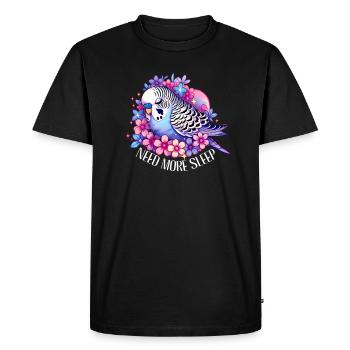 Need More Sleep Funny Budgie Bird - Men's Premium Organic T-Shirt - black - Front - Nico (187cm)