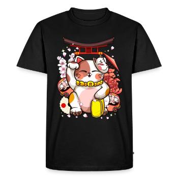 Maneki Neko Japonais Cat Kawaii Anime - T-shirt Premium bio Homme - noir - Devant - Nico (187cm)
