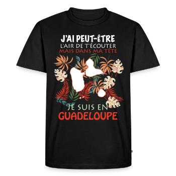 Guadeloupe Citation Humour - T-shirt Premium bio Homme - noir - Devant - Nico (187cm)