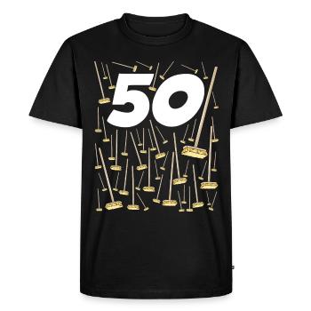 50 Balais Cadeau Humour Anniversaire 50 ans - T-shirt Premium bio Homme - noir - Devant - Nico (187cm)