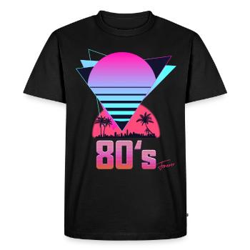 Return of the 80's forever - Men's Premium Organic T-Shirt - black - Front - Nico (187cm)
