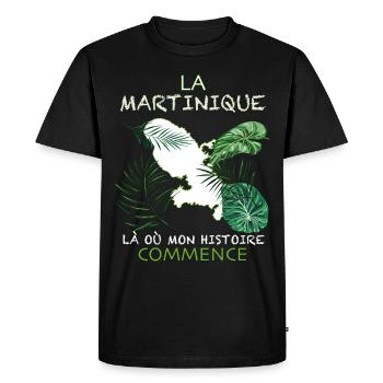 La martinique le Début De Mon Histoire - T-shirt Premium bio Homme - noir - Devant - Nico (187cm)