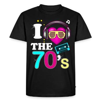 Vintage Années 70 Cassette Et Musique Rétro - T-shirt Premium bio Homme - noir - Devant - Nico (187cm)
