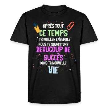 Collègue Cadeau Départ pour Collègue Apprécié - T-shirt Premium bio Homme - noir - Devant - Nico (187cm)
