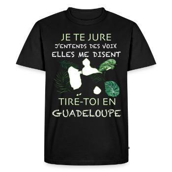 La Guadeloupe M'Attire Cadeau Voyage - T-shirt Premium bio Homme - noir - Devant - Nico (187cm)