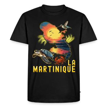 Martinique Tropicale Couché De Soleil paradisiaque - T-shirt Premium bio Homme - noir - Devant - Nico (187cm)