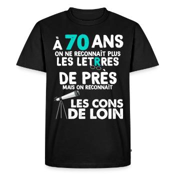 70e anniversaire 70 Ans Homme Femme - T-shirt Premium bio Homme - noir - Devant - Nico (187cm)