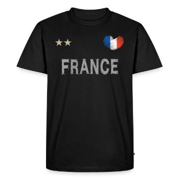 France Maillot de football avec coeur - T-shirt Premium bio Homme - noir - Devant - Nico (187cm)