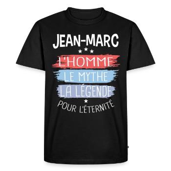 Jean-Marc l'homme le mythe la légende - T-shirt Premium bio Homme - noir - Devant - Nico (187cm)