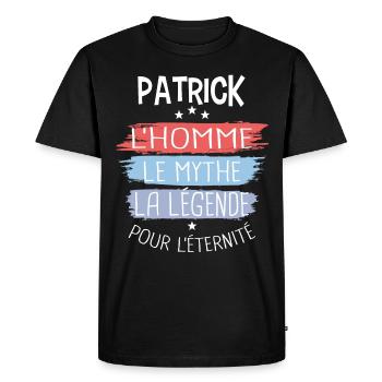 Patrick l'homme le mythe la légende - T-shirt Premium bio Homme - noir - Devant - Nico (187cm)