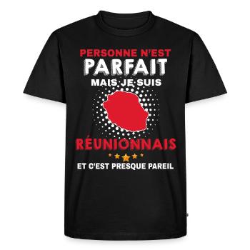 Réunionnais parfait Cadeau Humour Réunion - T-shirt Premium bio Homme - noir - Devant - Nico (187cm)