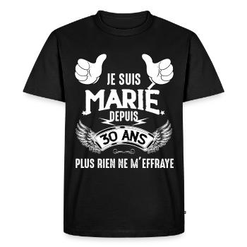 Noces De Perle Mariage 30 Ans - T-shirt Premium bio Homme - noir - Devant - Nico (187cm)