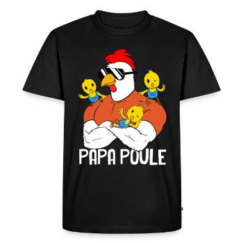 Papa Poule Et Poussins Homme Fête des Pères - T-shirt Premium bio Homme - noir - Devant - Nico (187cm)