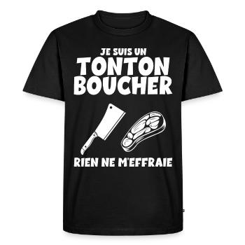 Je Suis Un tonton Boucher Humour Homme Boucherie - T-shirt Premium bio Homme - noir - Devant - Nico (187cm)