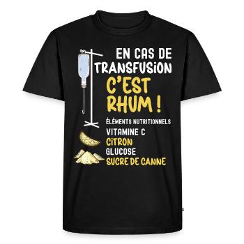Transfusion C'est Rhum Sérum Humour Apéro - T-shirt Premium bio Homme - noir - Devant - Nico (187cm)