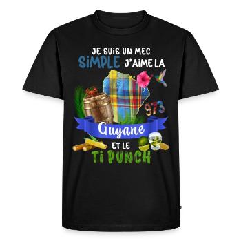 Guyane Madras Colibri Ti Punch Apéro Cadeau Homme - T-shirt Premium bio Homme - noir - Devant - Nico (187cm)