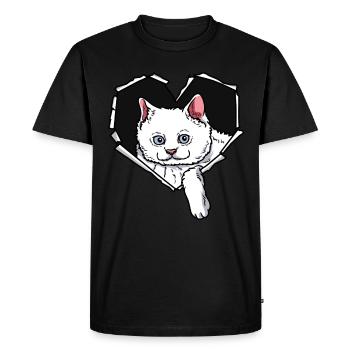 Cat CrackEd Hole Heart Cats - Men's Premium Organic T-Shirt - black - Front - Nico (187cm)