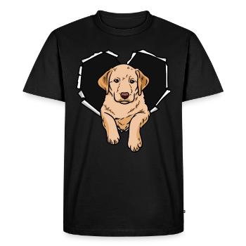 Labrador Tear Torn Hole Heart Dog Face - T-shirt Premium bio Homme - noir - Devant - Nico (187cm)