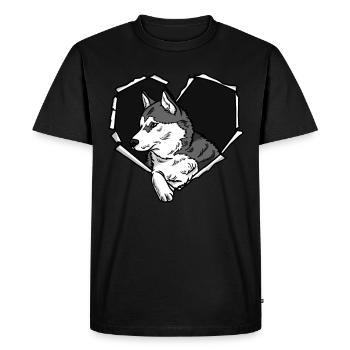 Ripped Husky Face Ripped Hole Dog - Men's Premium Organic T-Shirt - black - Front - Nico (187cm)