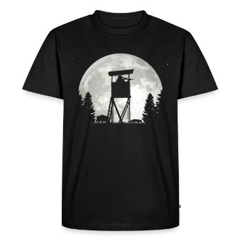 Chasse aux truies la nuit Chasseur de pleine lune en siège haut - T-shirt Premium bio Homme - noir - Devant - Nico (187cm)