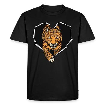 Crack Leopard Torn Hole Heart Leopards - Men's Premium Organic T-Shirt - black - Front - Nico (187cm)