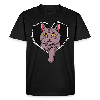 Torn hole crack cat - Men's Premium Organic T-Shirt - black - Front - Nico (187cm)