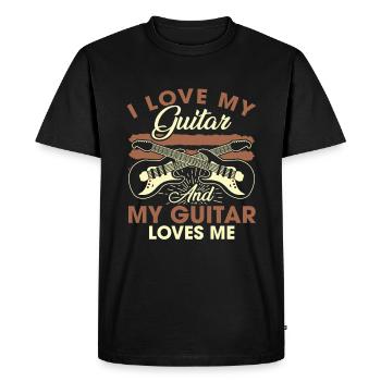 I Love My Guitar And My Guitar Loves Me - Men's Premium Organic T-Shirt - black - Front - Nico (187cm)