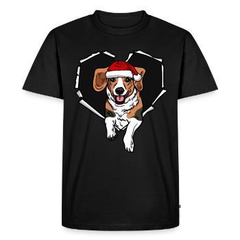 Beagle Dog Tear Torn Hole Cap Cœur - T-shirt Premium bio Homme - noir - Devant - Nico (187cm)